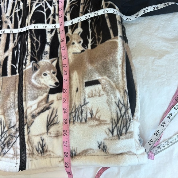 VICTORY RUGGED WEAR VTG 90s Sherpa Lined Fleece Wolf Nature AOP Jacket Men L EUC - Picture 13 of 13